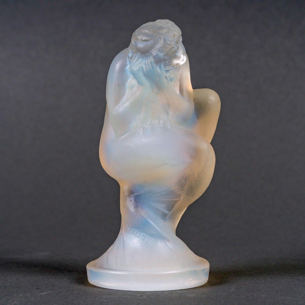 1920 René Lalique - Car Mascot Statuette Sirene Mermaid Opalescent Glass-photo-2