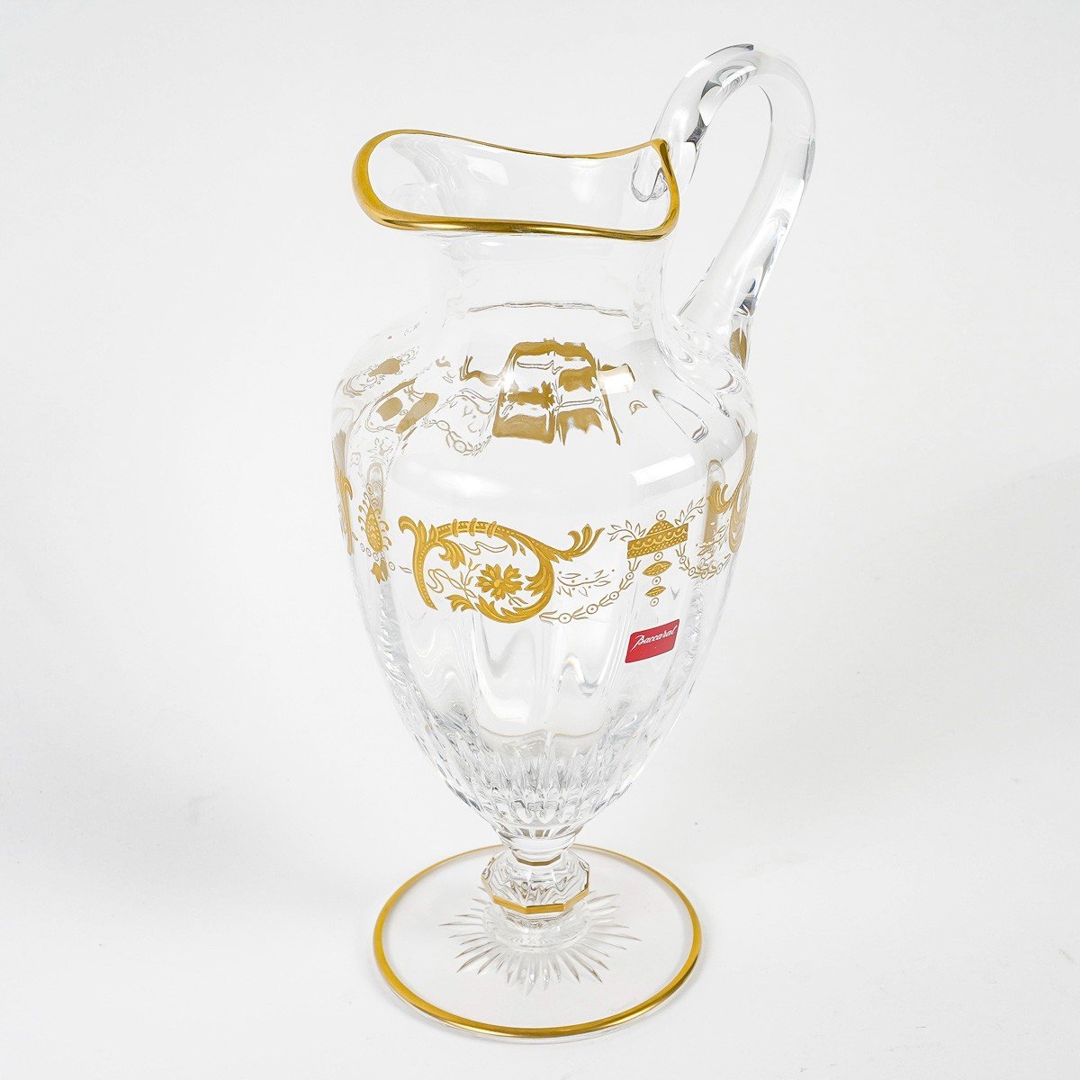 Baccarat - Pitcher Jug Imperator Clear Engraved And Gilded Crystal - New In Box-photo-3