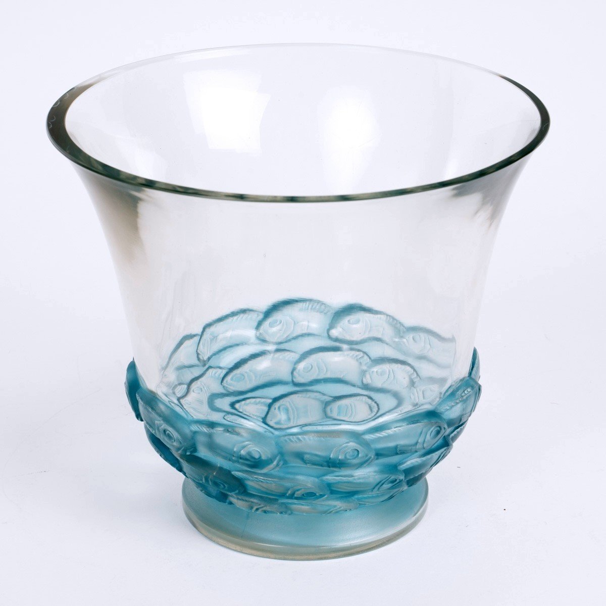 1930 René Lalique - Vase Monaco Glass With Blue Patina-photo-2