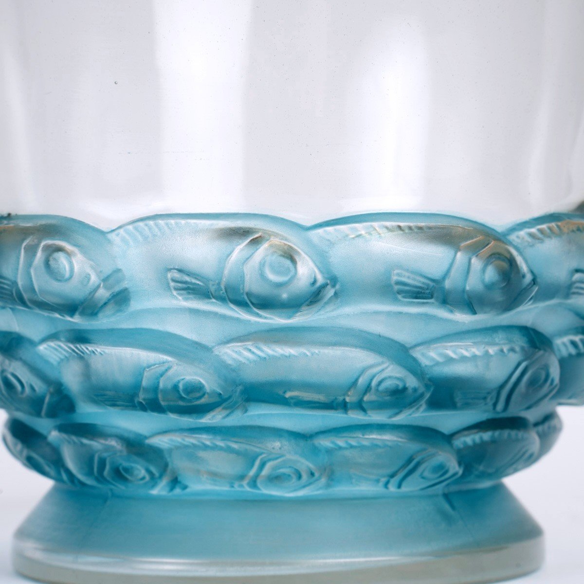 1930 René Lalique - Vase Monaco Glass With Blue Patina-photo-3