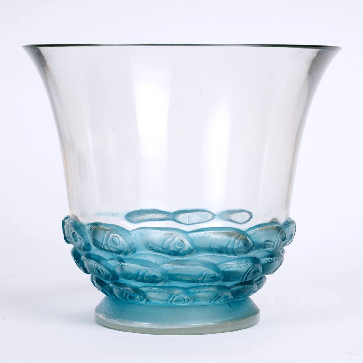 1930 René Lalique - Vase Monaco Glass With Blue Patina