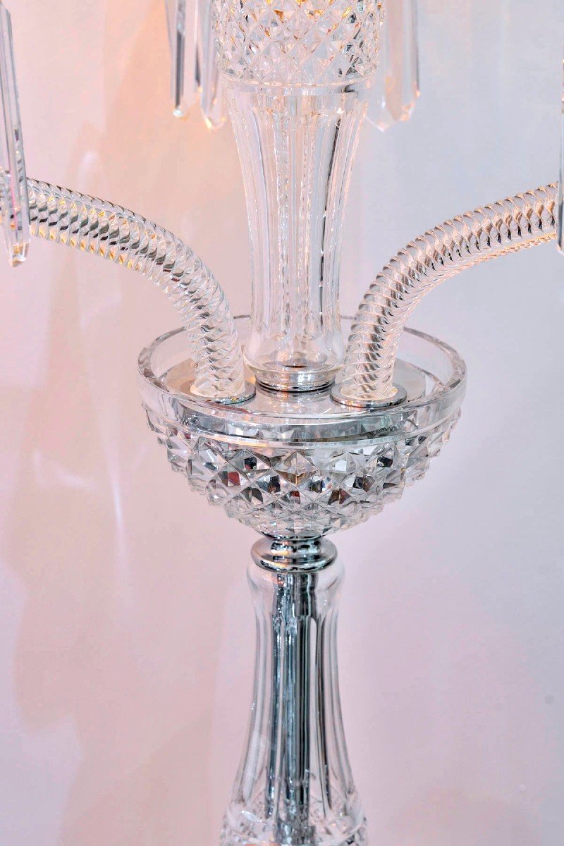 Saint-louis - Pair Of Candelabras Maharadja Clear And Amber Crystal-photo-4