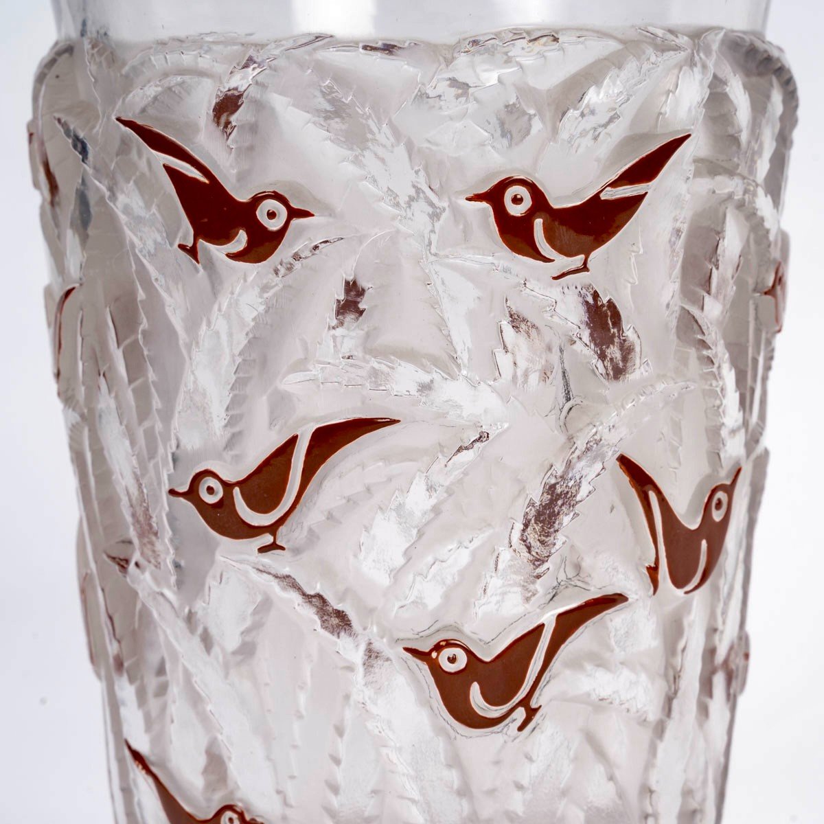 1930 René Lalique - Vase Borneo Glass With Brown Enamel-photo-3