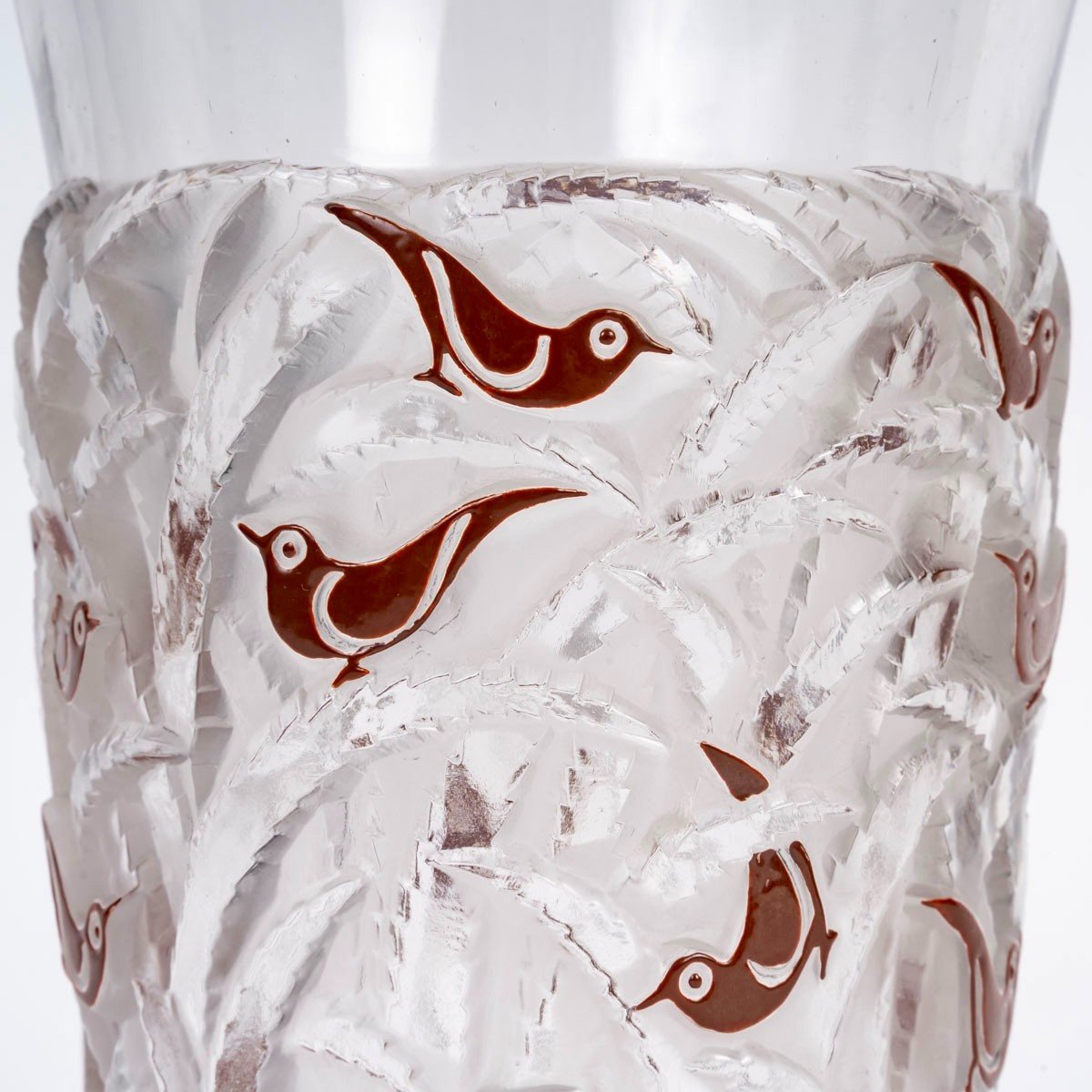 1930 René Lalique - Vase Borneo Glass With Brown Enamel-photo-4