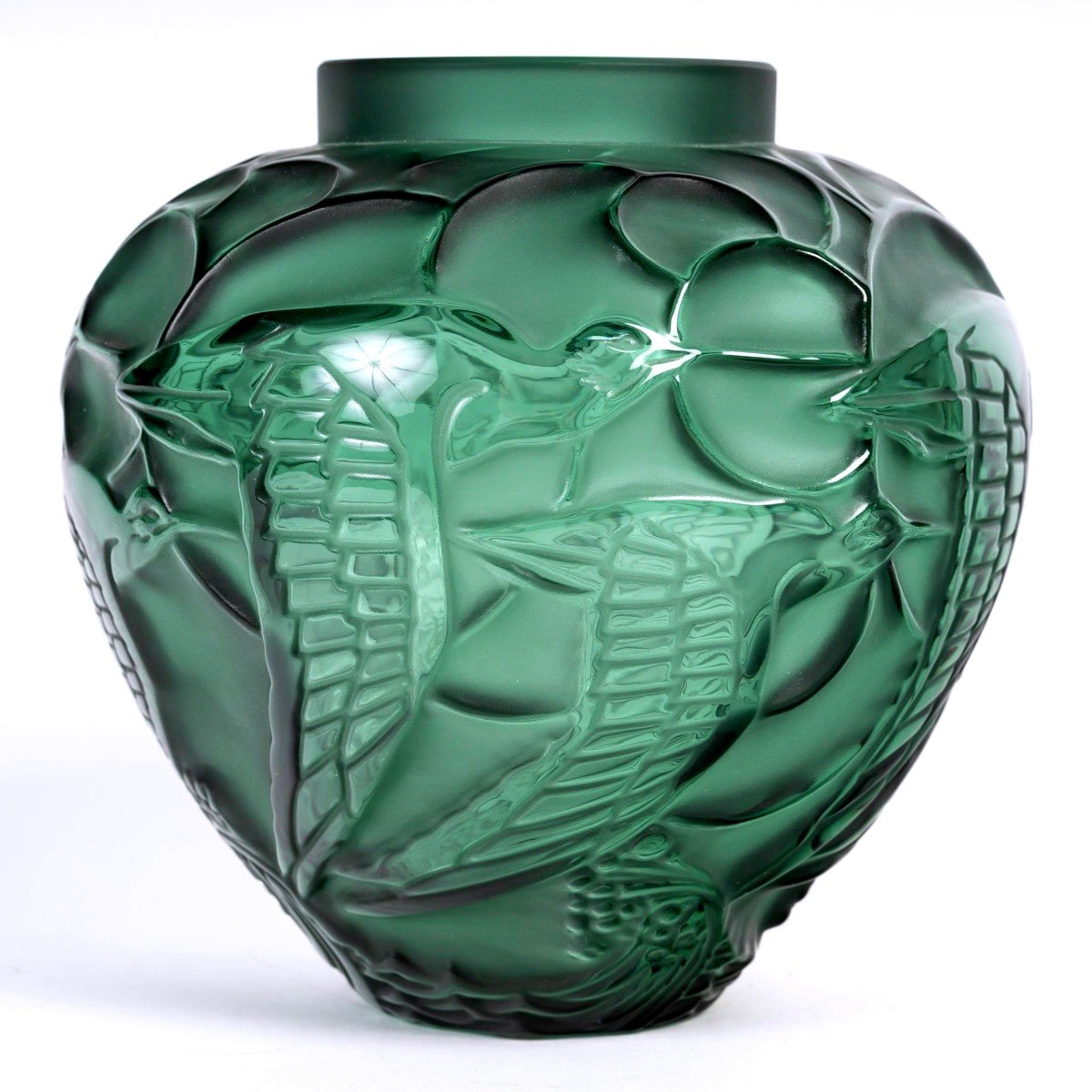 Lalique France - Vase Courlis Cristal Vert - Neuf En Coffret-photo-2