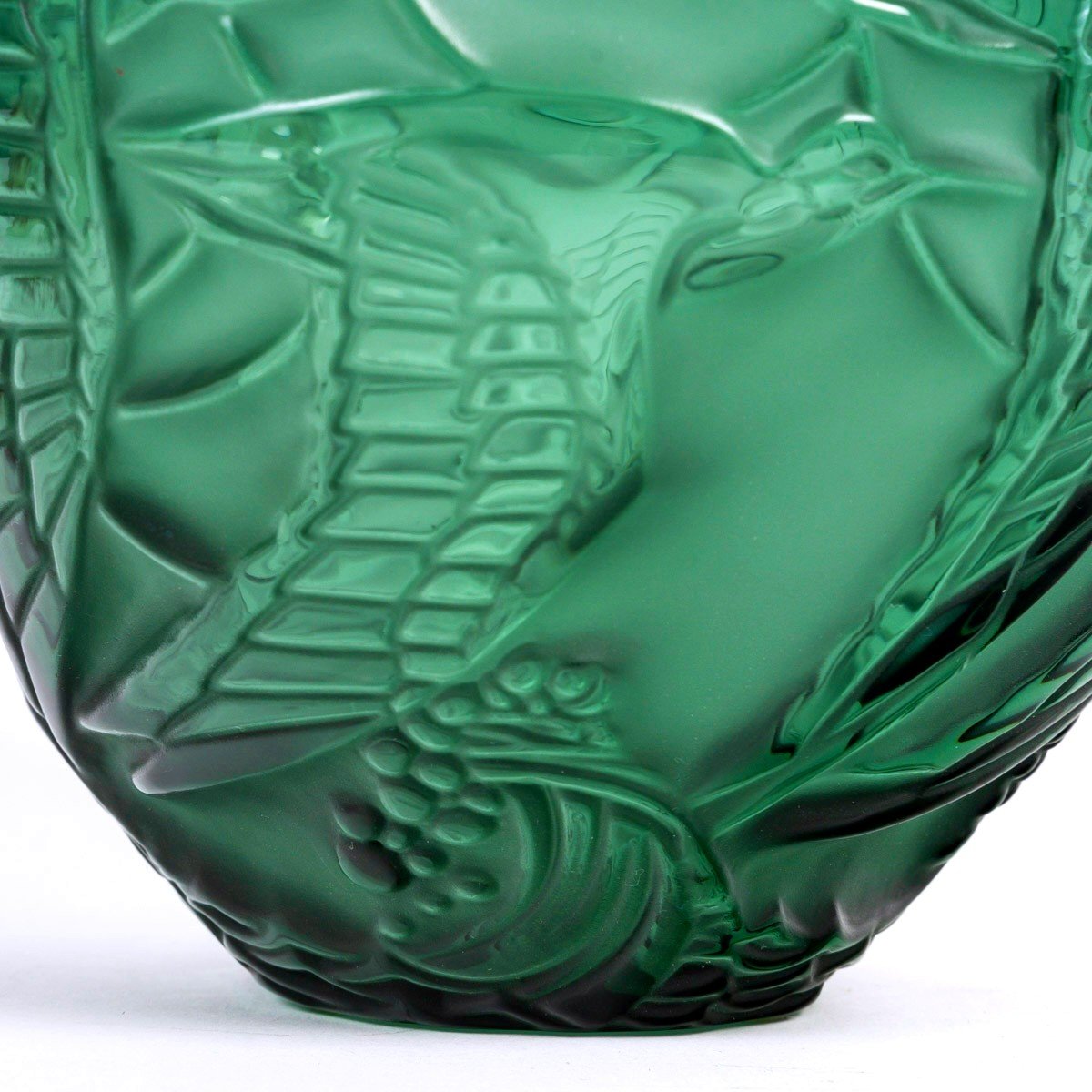 Lalique France - Vase Courlis Cristal Vert - Neuf En Coffret-photo-1