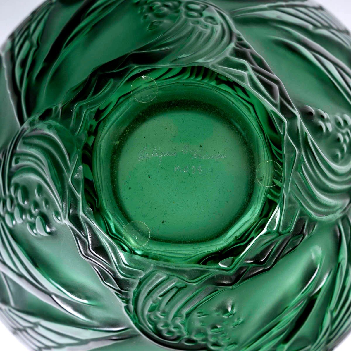 Lalique France - Vase Courlis Cristal Vert - Neuf En Coffret-photo-3