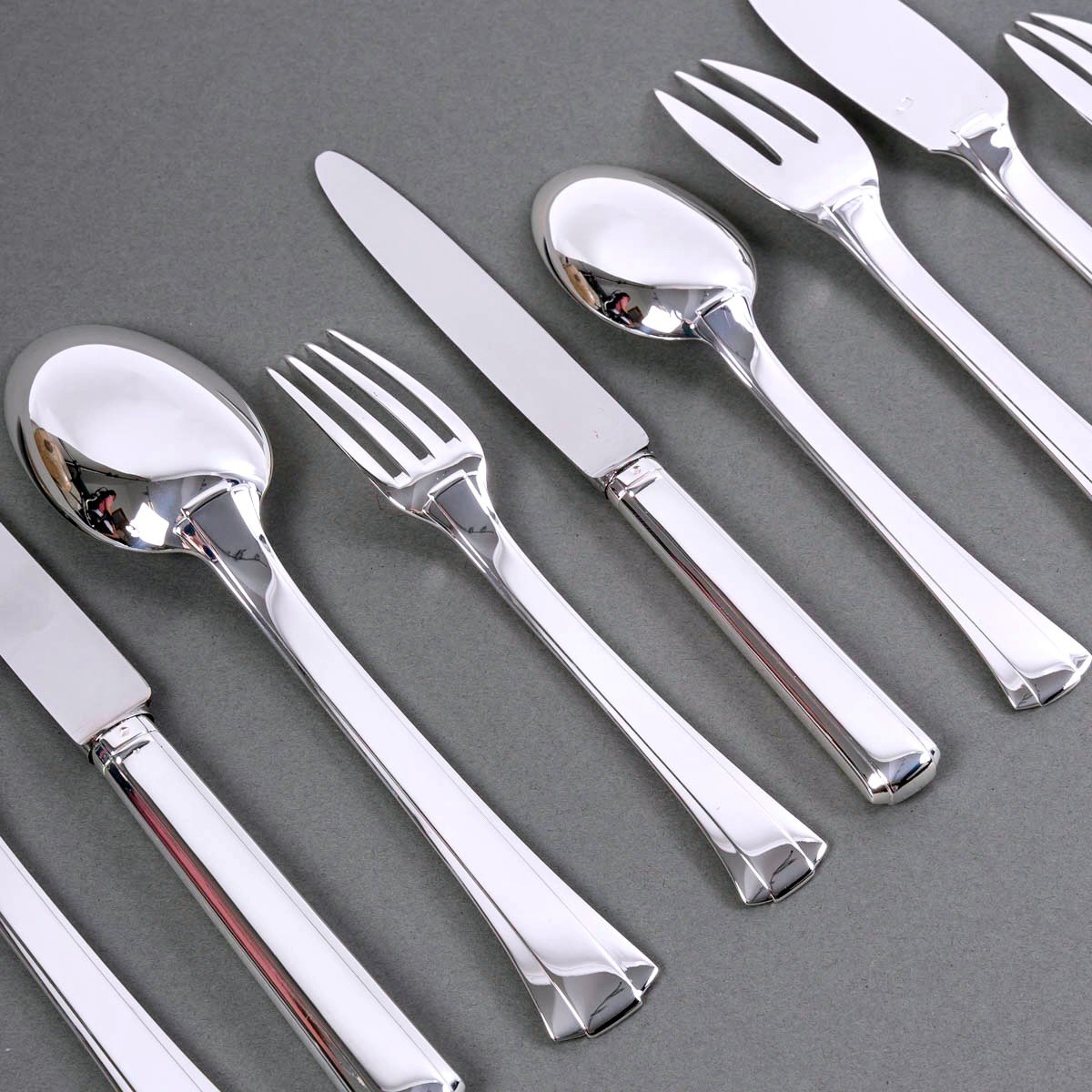 Jean E. Puiforcat - Art Deco Cutlery Flatware Set Dinard Sterling Silver - 147 Pieces-photo-8