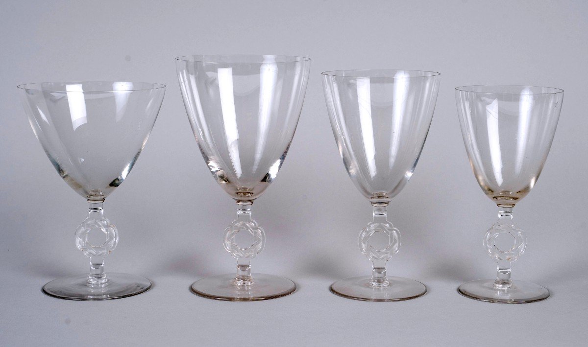 1926 René Lalique - Service Ribeauvillé Etoile De David Verre Blanc - 60 Pièces