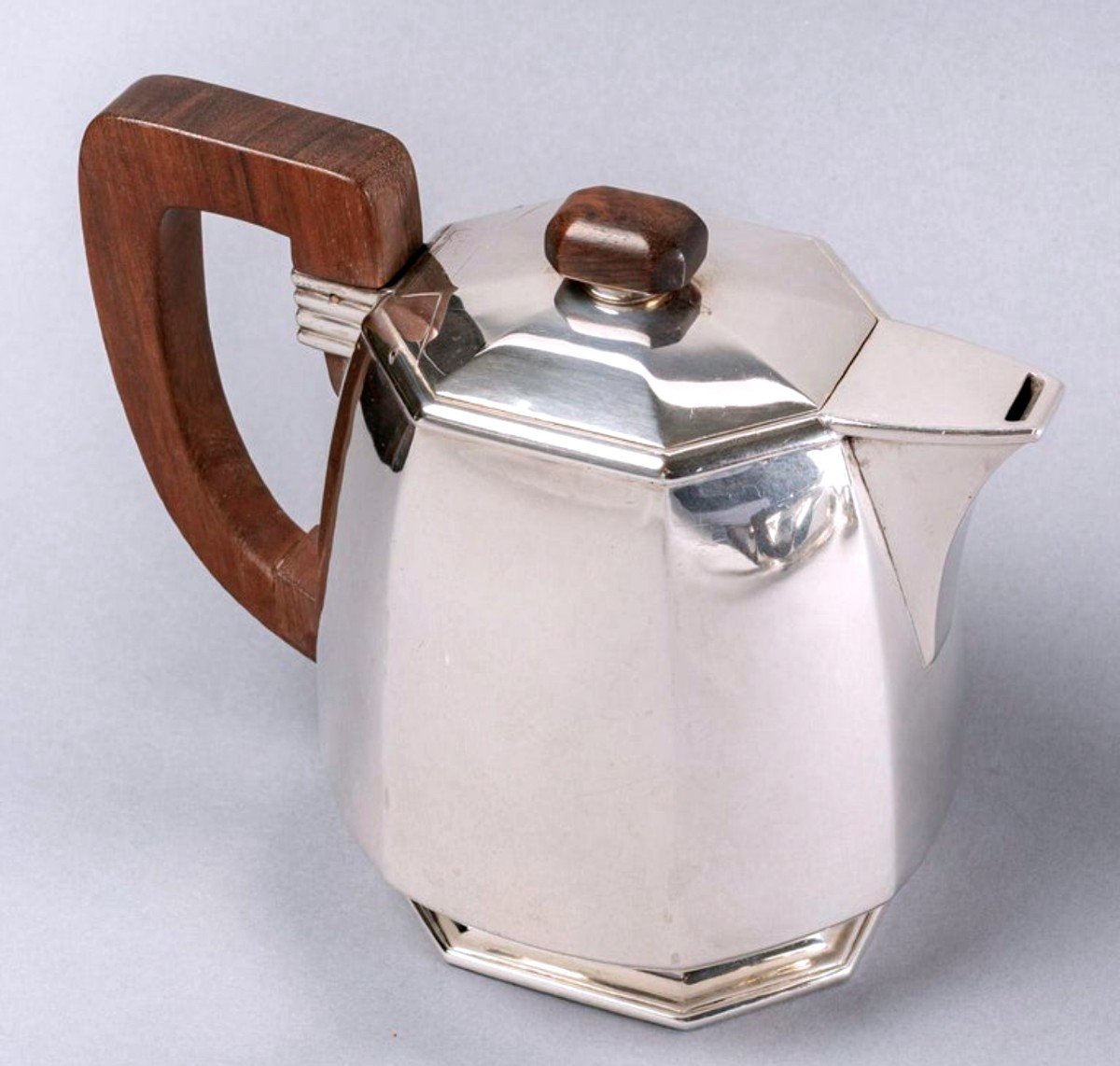 1930 Jean E. Puiforcat - Tea And Coffee Set In Sterling Silver And Rosewood-photo-2