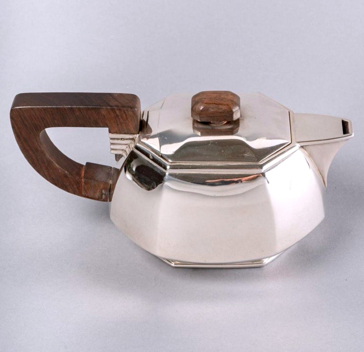 1930 Jean E. Puiforcat - Tea And Coffee Set In Sterling Silver And Rosewood-photo-1