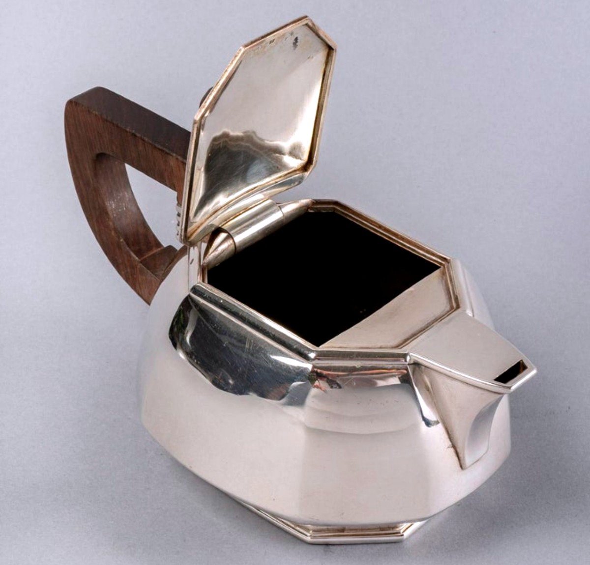 1930 Jean E. Puiforcat - Tea And Coffee Set In Sterling Silver And Rosewood-photo-2