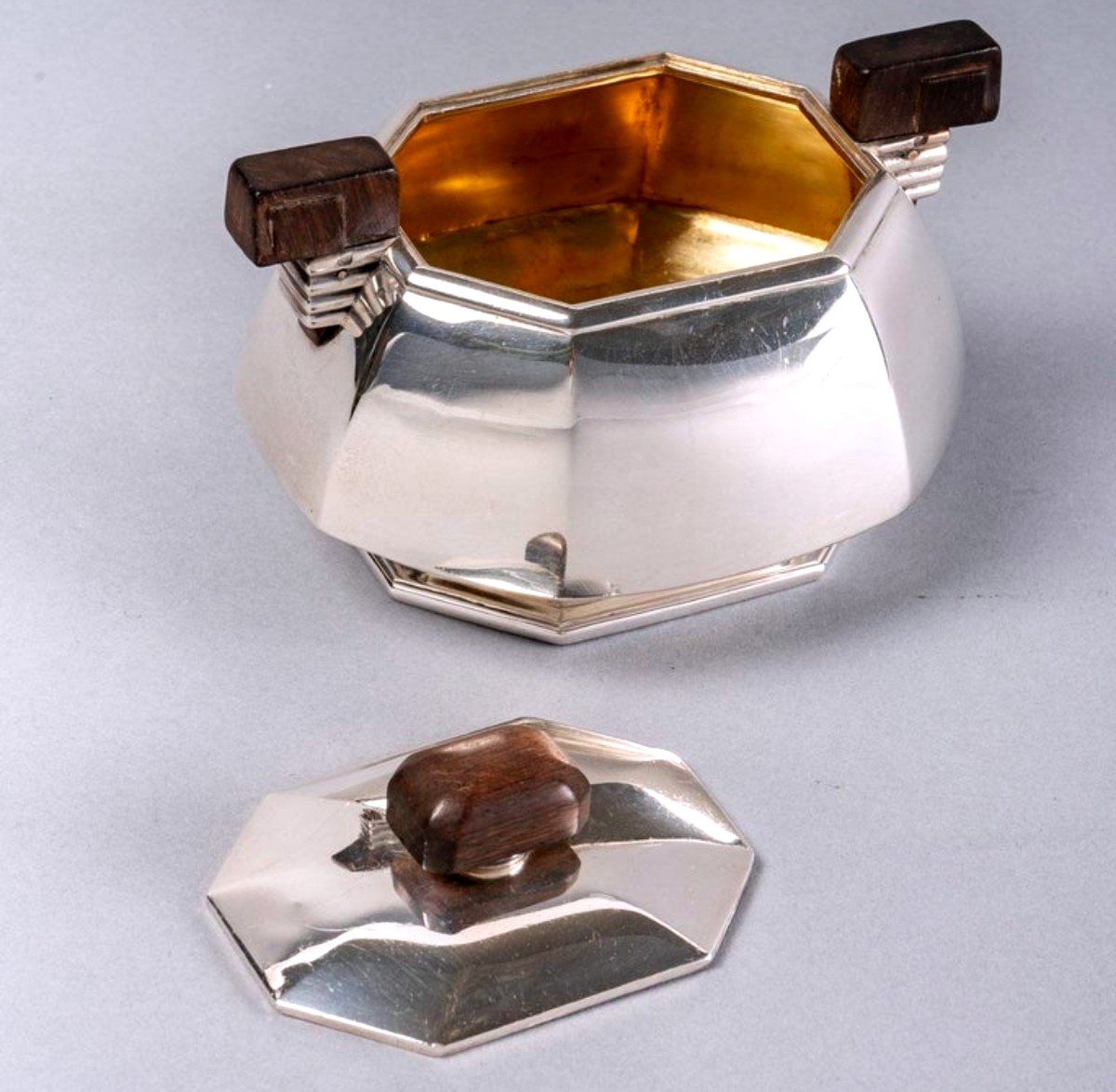 1930 Jean E. Puiforcat - Tea And Coffee Set In Sterling Silver And Rosewood-photo-7