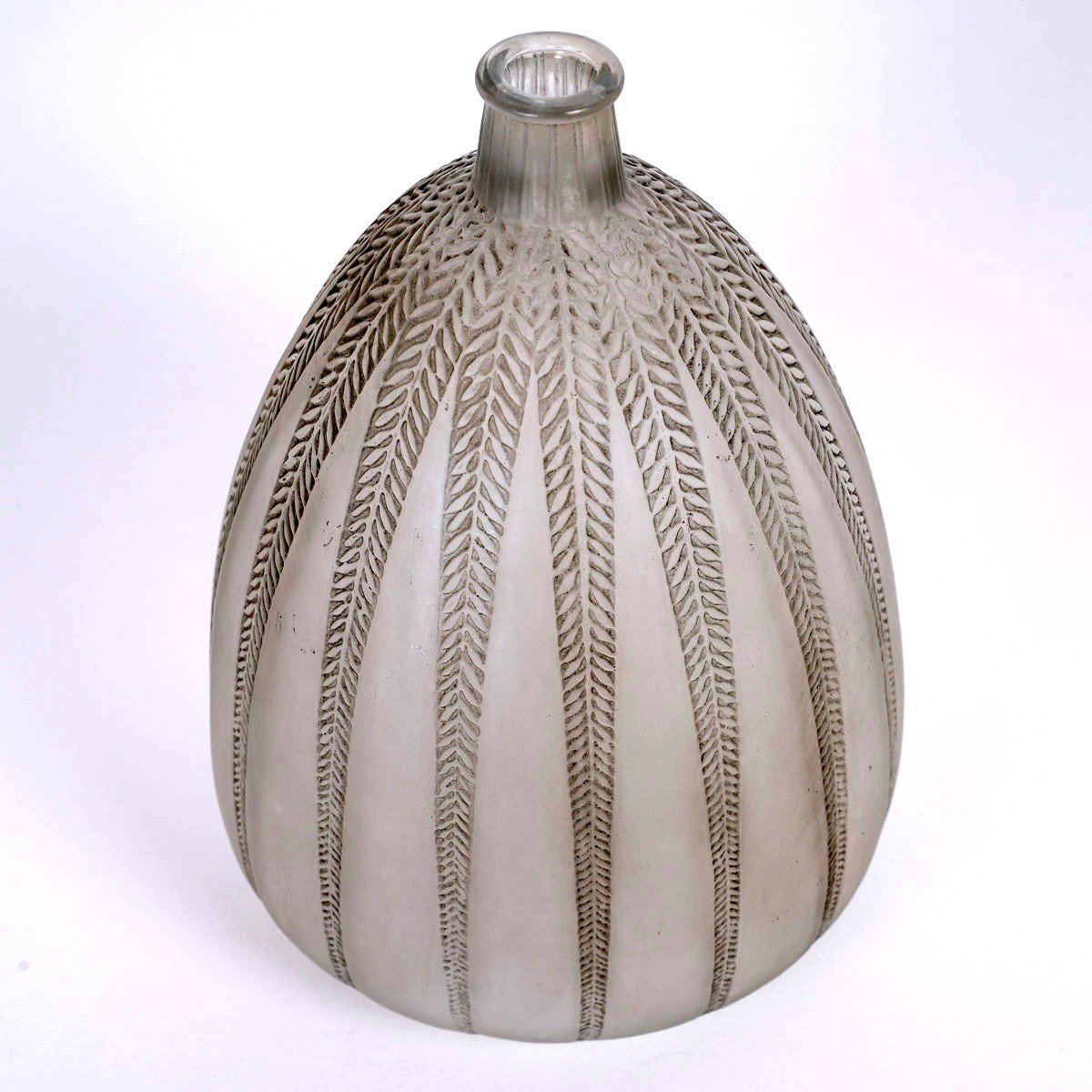 1921 René Lalique - Vase Mimosa Glass With Grey Patina-photo-2