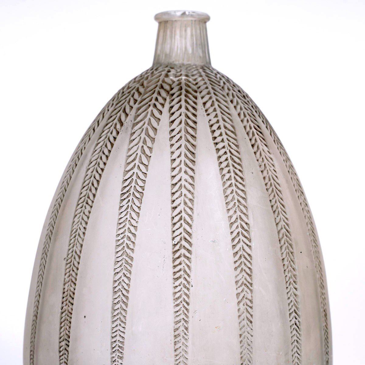 1921 René Lalique - Vase Mimosa Glass With Grey Patina-photo-3