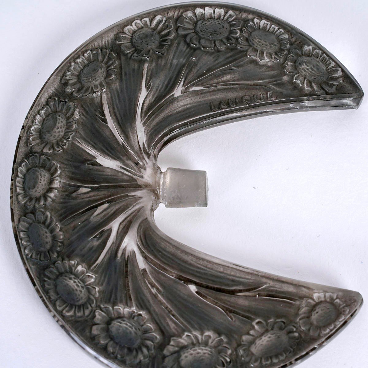 1913 René Lalique - Flacon Pâquerettes Verre Blanc Patiné Gris Pour Roger Et Gallet-photo-4