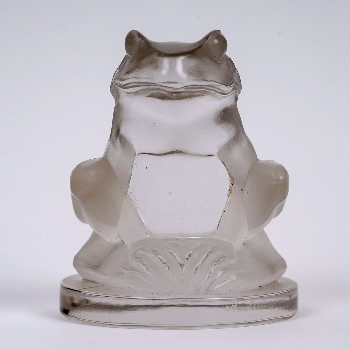 1928 René Lalique - Mascotte Automobile Grenouille Verre Blanc-photo-2