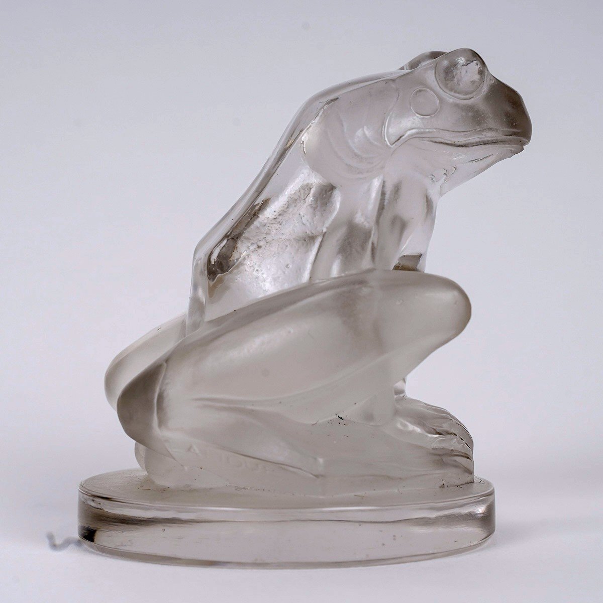 1928 René Lalique - Car Mascot Grenouille Frog Glass-photo-3