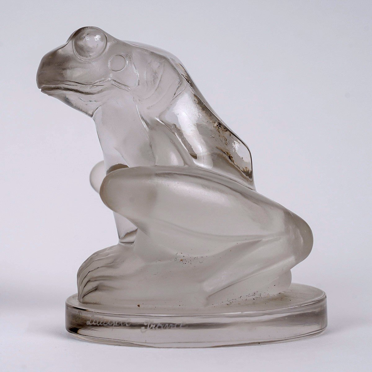 1928 René Lalique - Mascotte Automobile Grenouille Verre Blanc-photo-1