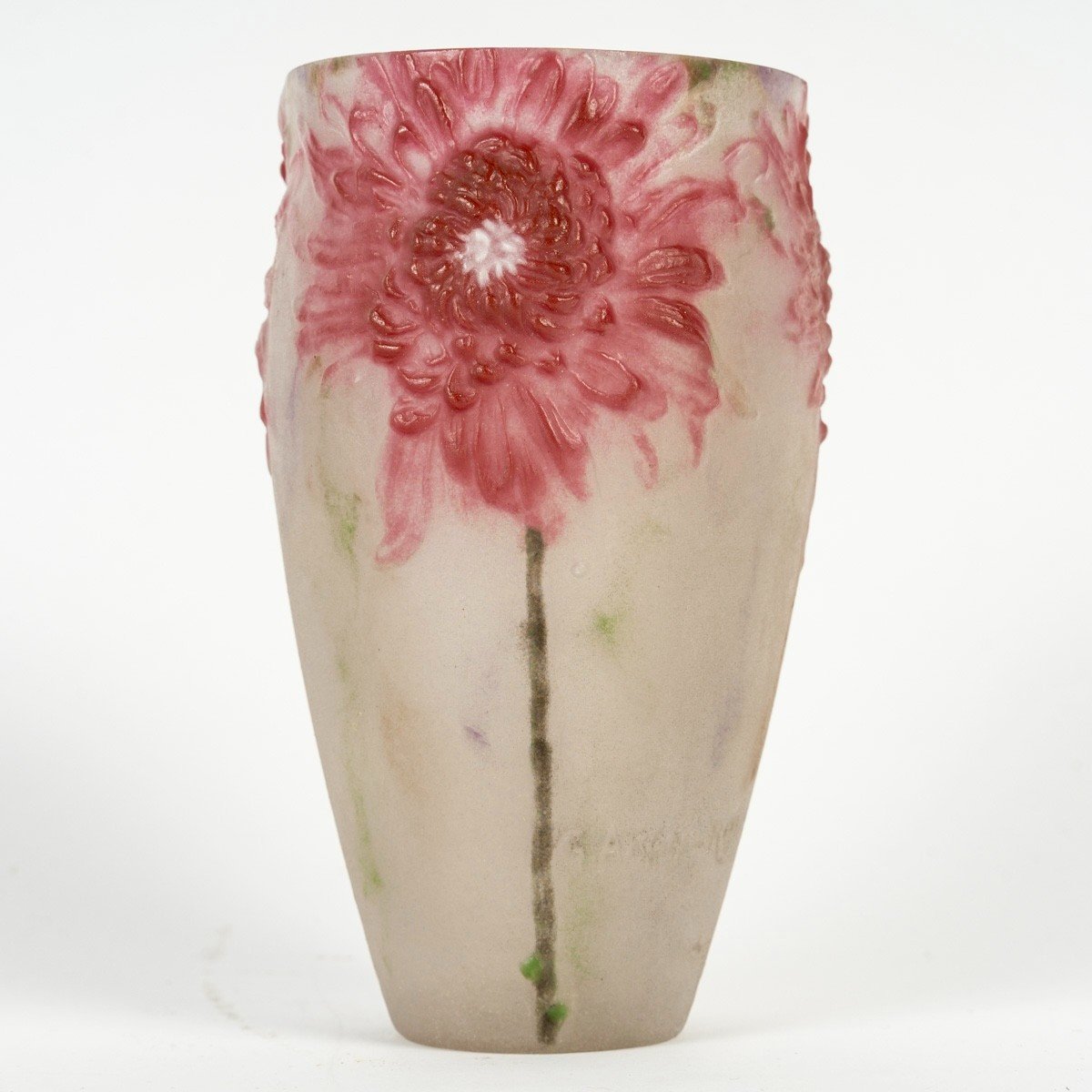 1919 Gabriel Argy-rousseau - Vase Chrysanthèmes Pâte De Verre-photo-2