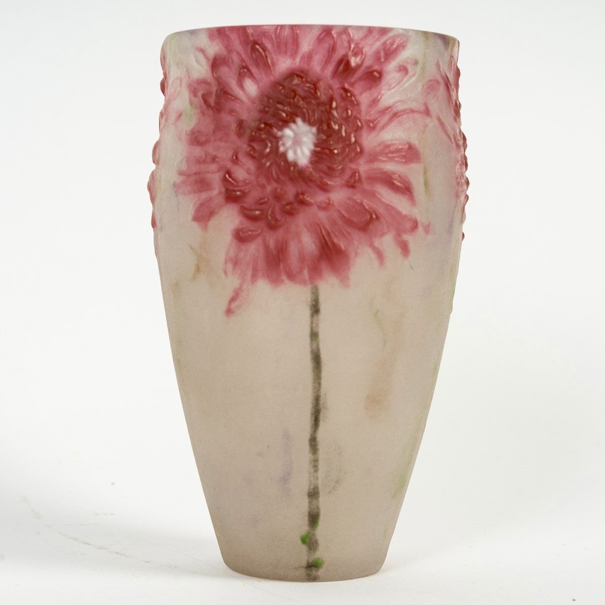 1919 Gabriel Argy-rousseau - Vase Chrysanthèmes Pâte De Verre-photo-3