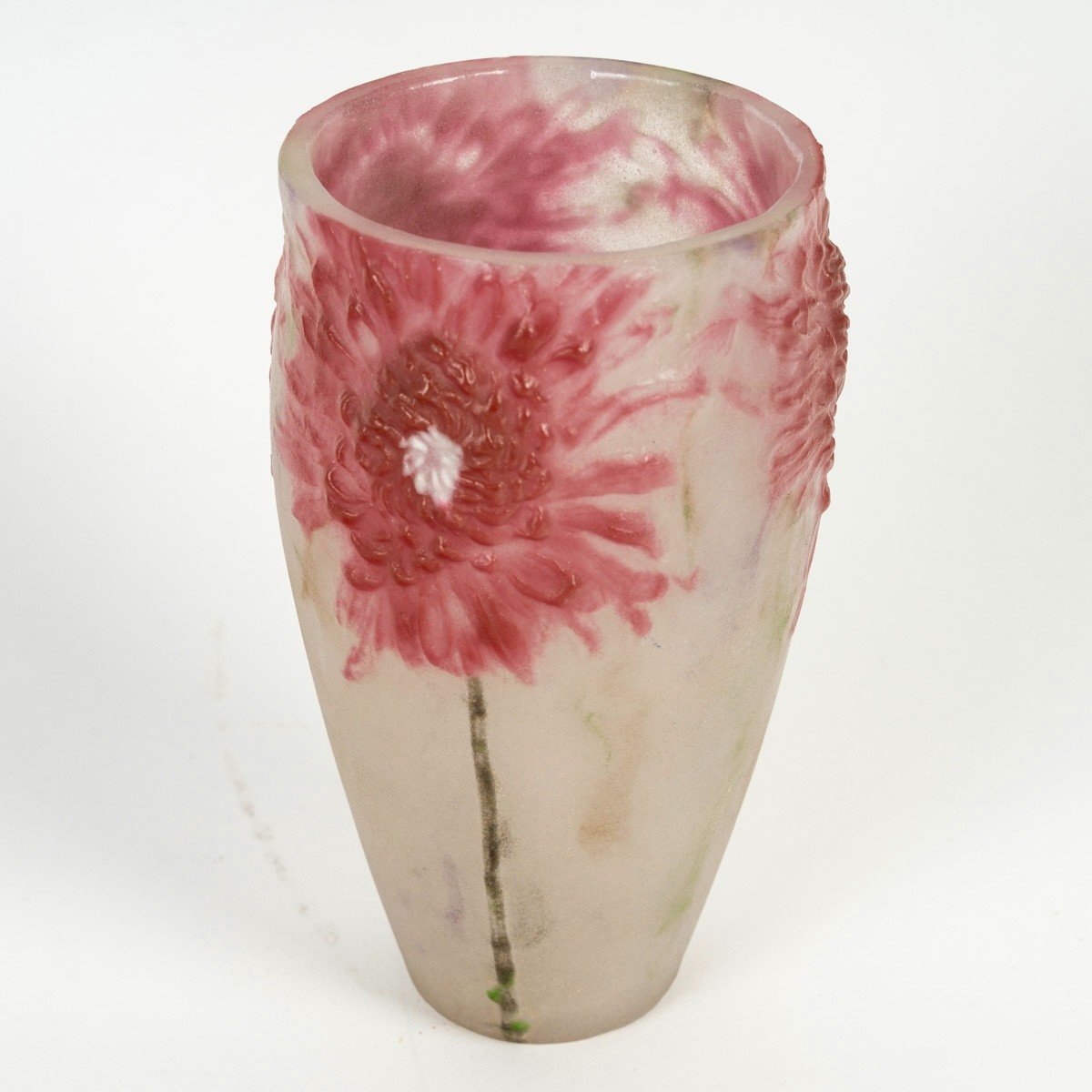 1919 Gabriel Argy-rousseau - Vase Chrysanthèmes Pâte De Verre-photo-4