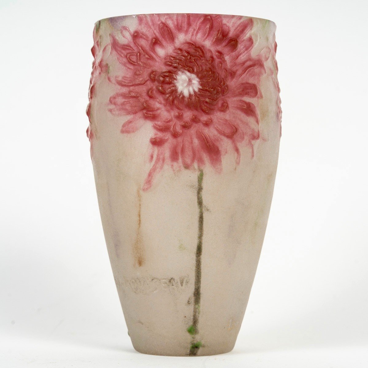 1919 Gabriel Argy-rousseau - Vase Chrysanthèmes Pâte De Verre