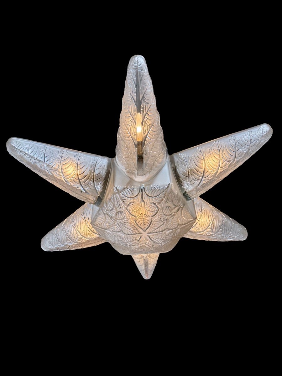 1924 René Lalique - Chandelier Noisetier Frosted Glass-photo-3