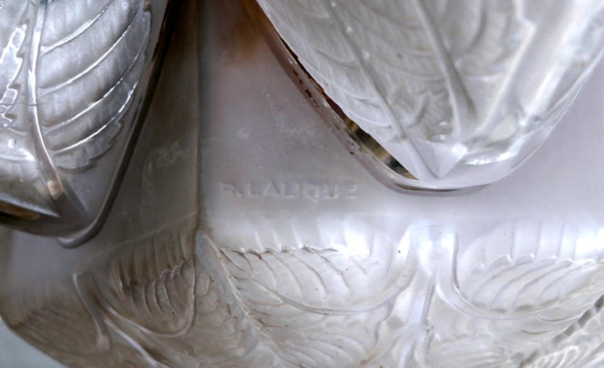 1924 René Lalique - Chandelier Noisetier Frosted Glass-photo-4