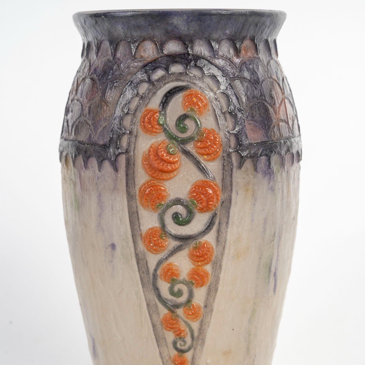 1924 Gabriel Argy Rousseau - Vase Primevères Pâte De Verre-photo-2