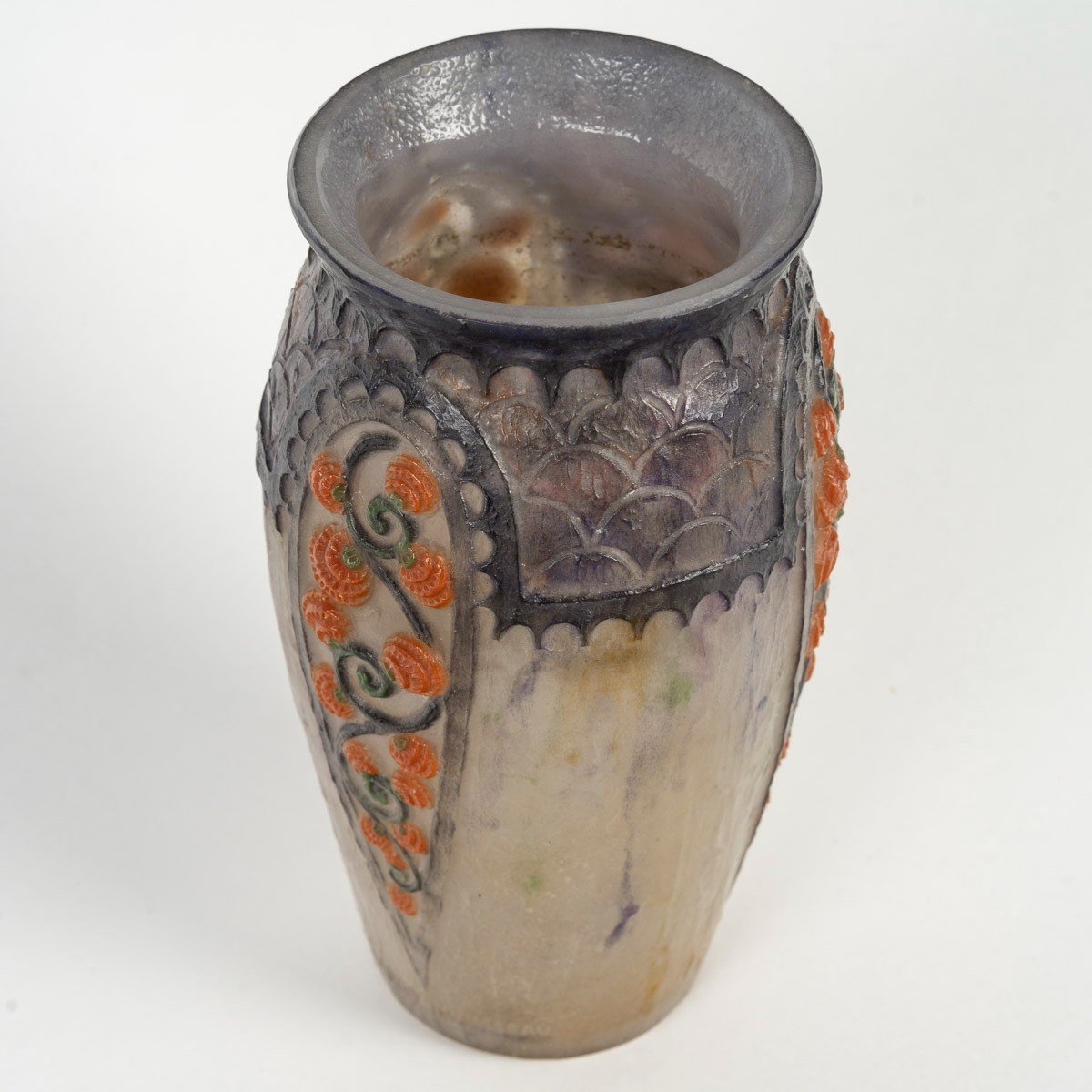 1924 Gabriel Argy Rousseau - Vase Primevères Pâte De Verre-photo-3