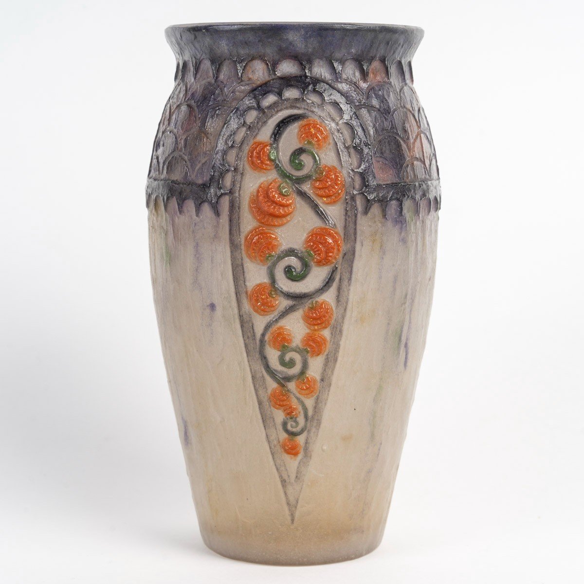 1924 Gabriel Argy Rousseau - Vase Primevères Pâte De Verre