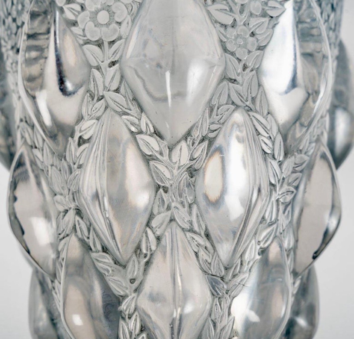 1927 René Lalique - Vase Rampillon Glass With Blue Patina-photo-3