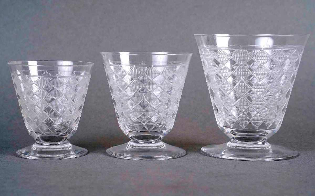 Baccarat - Art Deco Glasses Quiberon Engraved Crystal - 36 Pieces