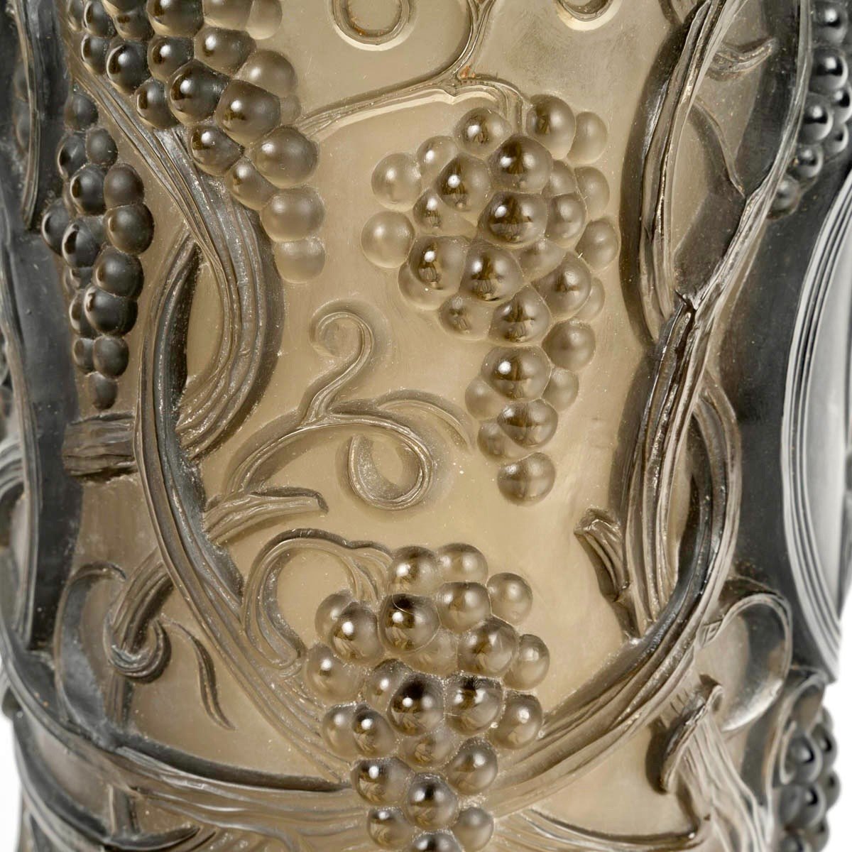 1922 René Lalique - Vase Ice Champagne Bucket Sainte Odile Smoked Topaz Glass-photo-2