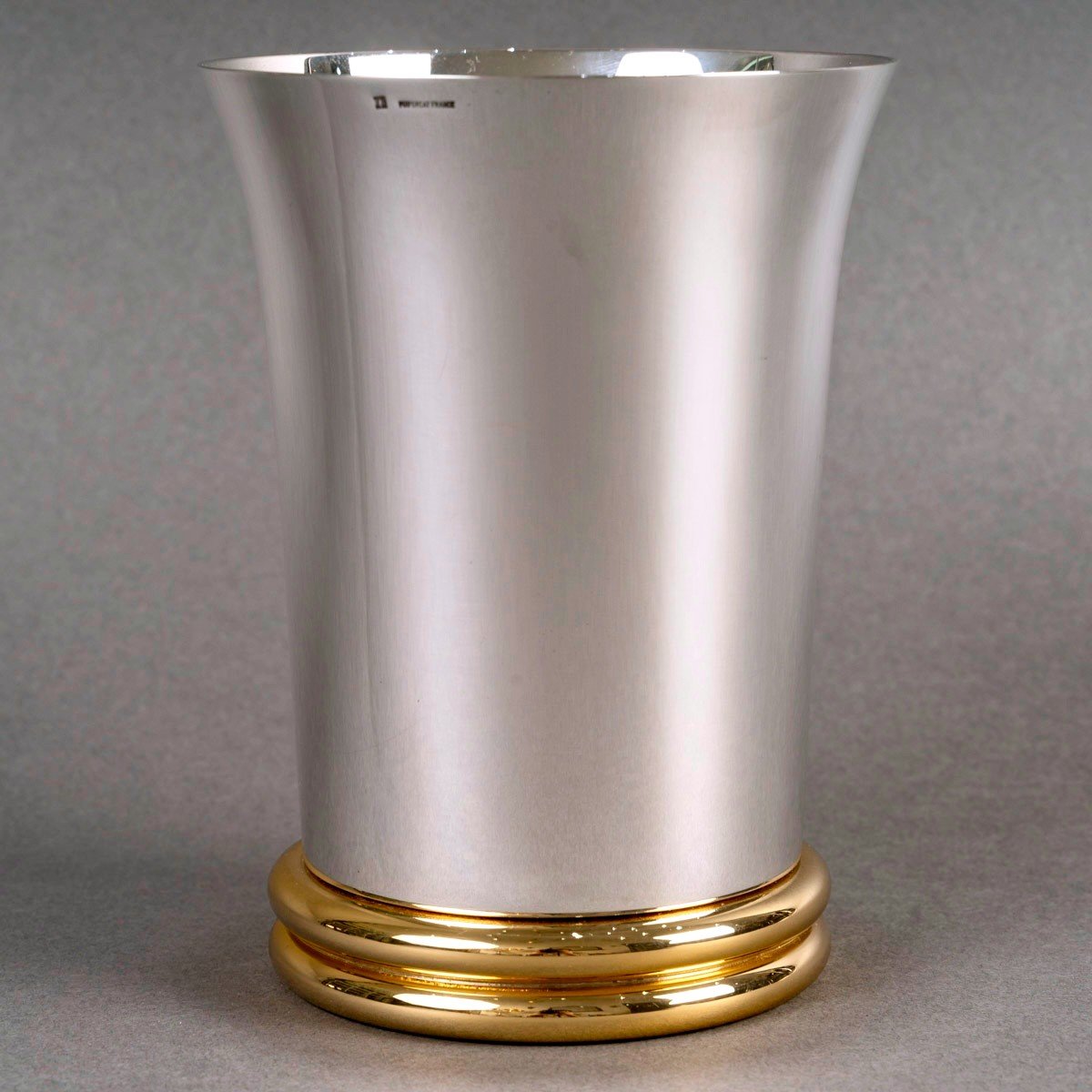 Puiforcat - Modernist Art Deco Vase Plated And Gilt Silver