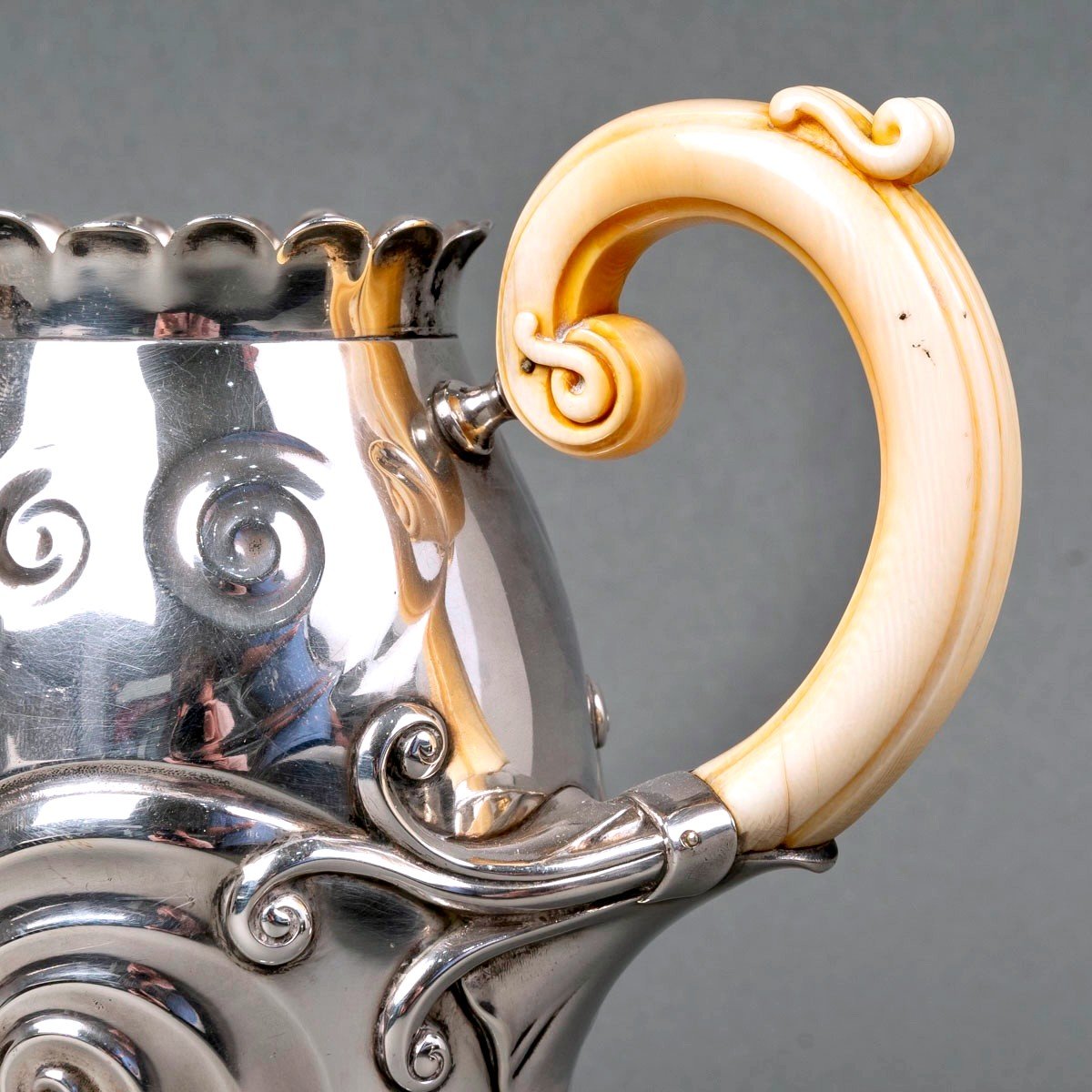 1900 Bonvallet Et Cardeilhac - Art Nouveau Tea Coffee Set Sterling Silver And Ivory-photo-4