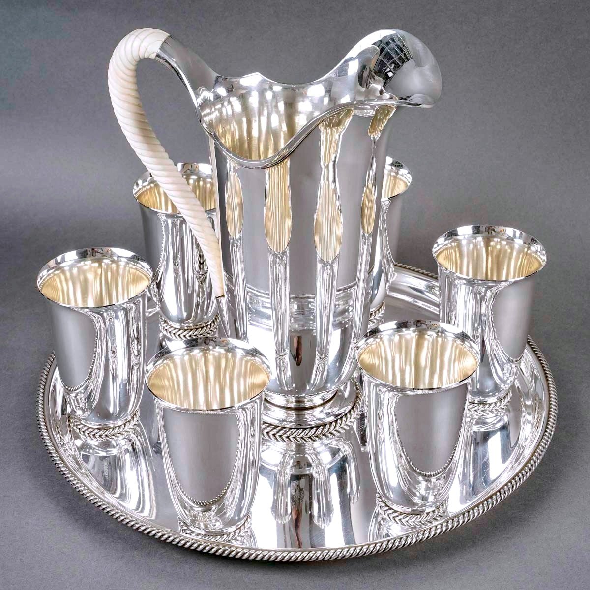 1950 Wolfers - Orangeade Set Hollywood Regency Sterling Silver And Ivory-photo-2