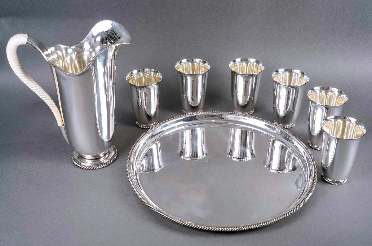 1950 Wolfers - Orangeade Set Hollywood Regency Sterling Silver And Ivory-photo-3