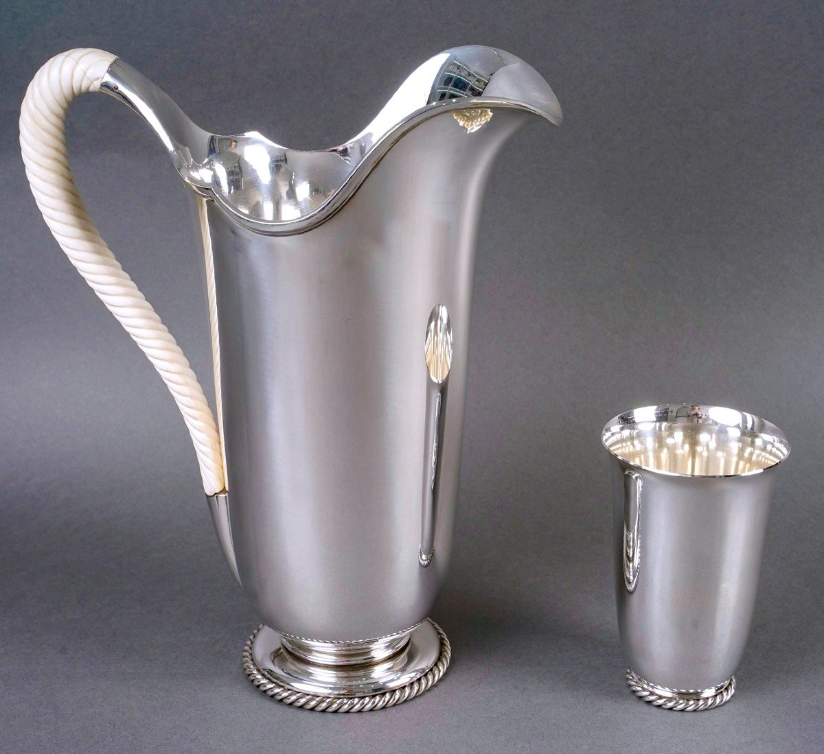 1950 Wolfers - Orangeade Set Hollywood Regency Sterling Silver And Ivory-photo-2