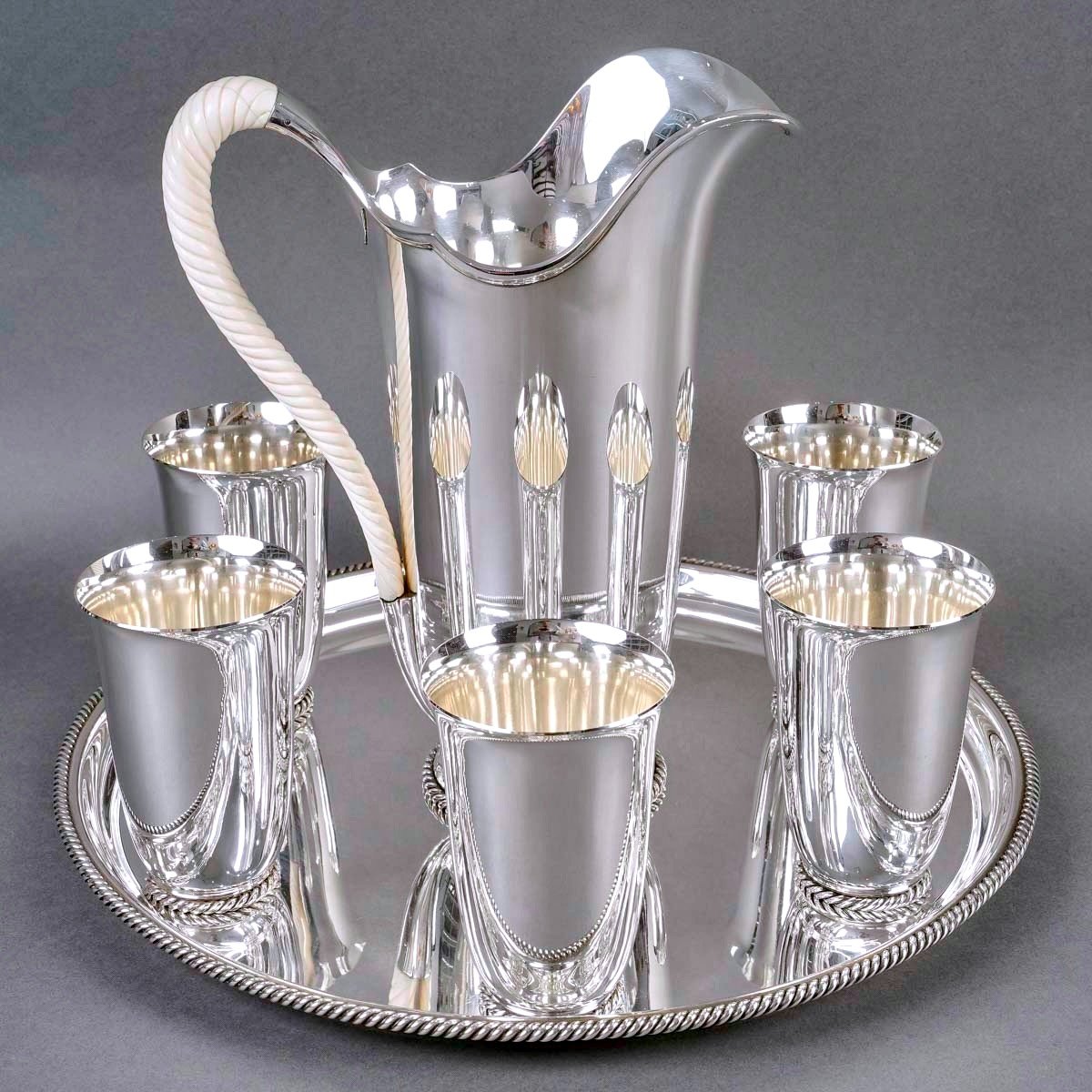 1950 Wolfers - Orangeade Set Hollywood Regency Sterling Silver And Ivory