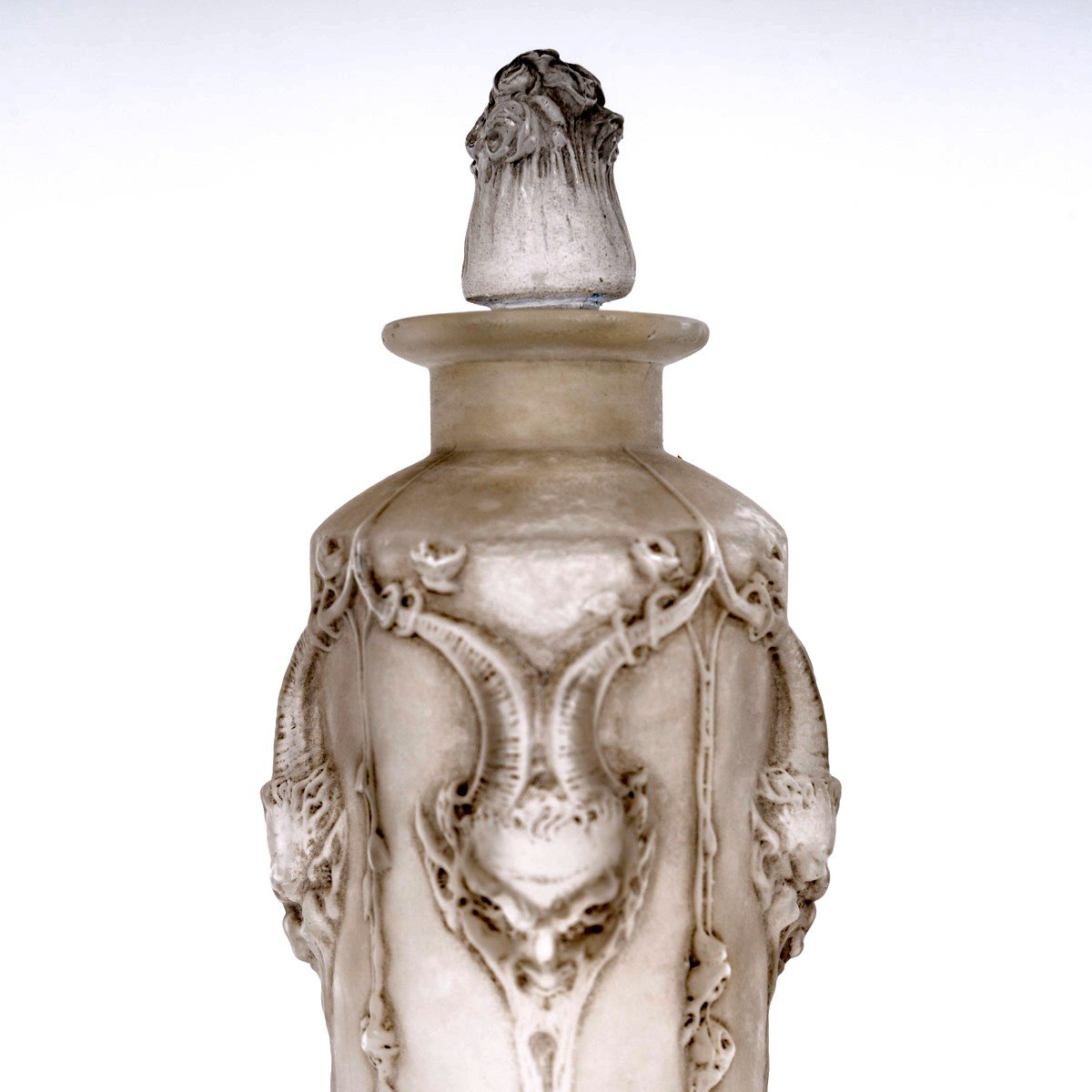 1920 René Lalique - Perfume Bottle Pan Glass With Grey Patina-photo-4