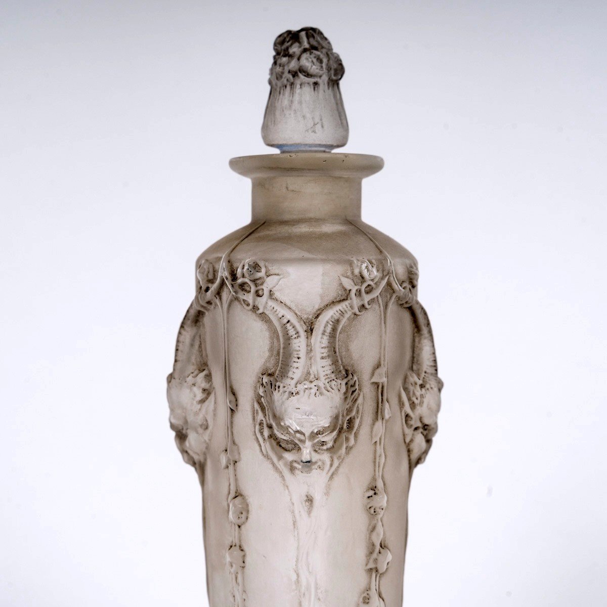 1920 René Lalique - Perfume Bottle Pan Glass With Grey Patina-photo-1