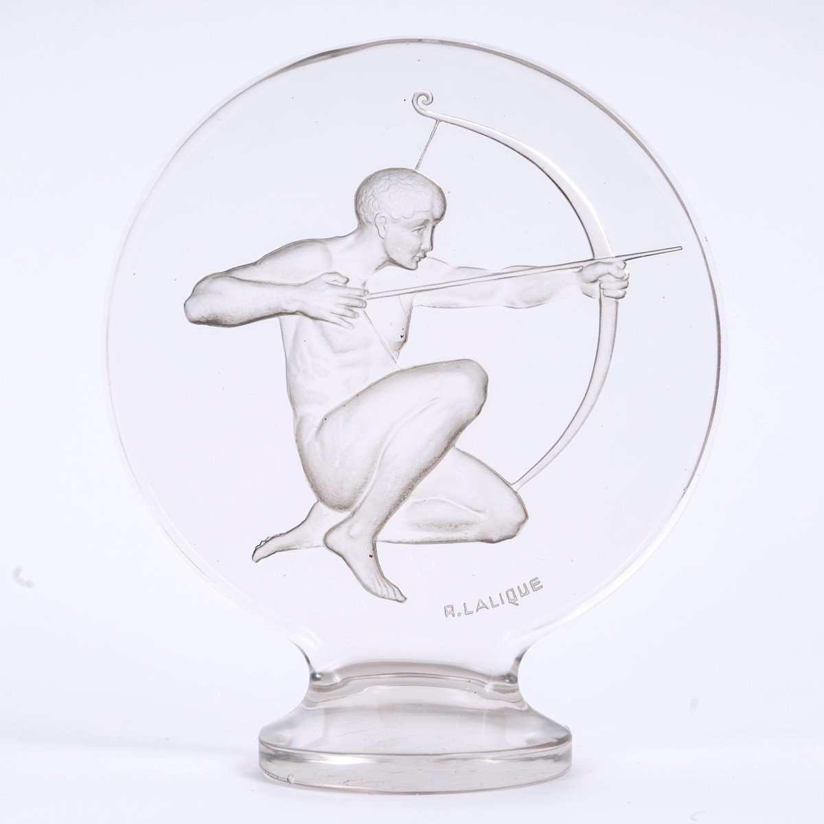 1926 René Lalique - Mascotte Automobile Archer Verre Blanc