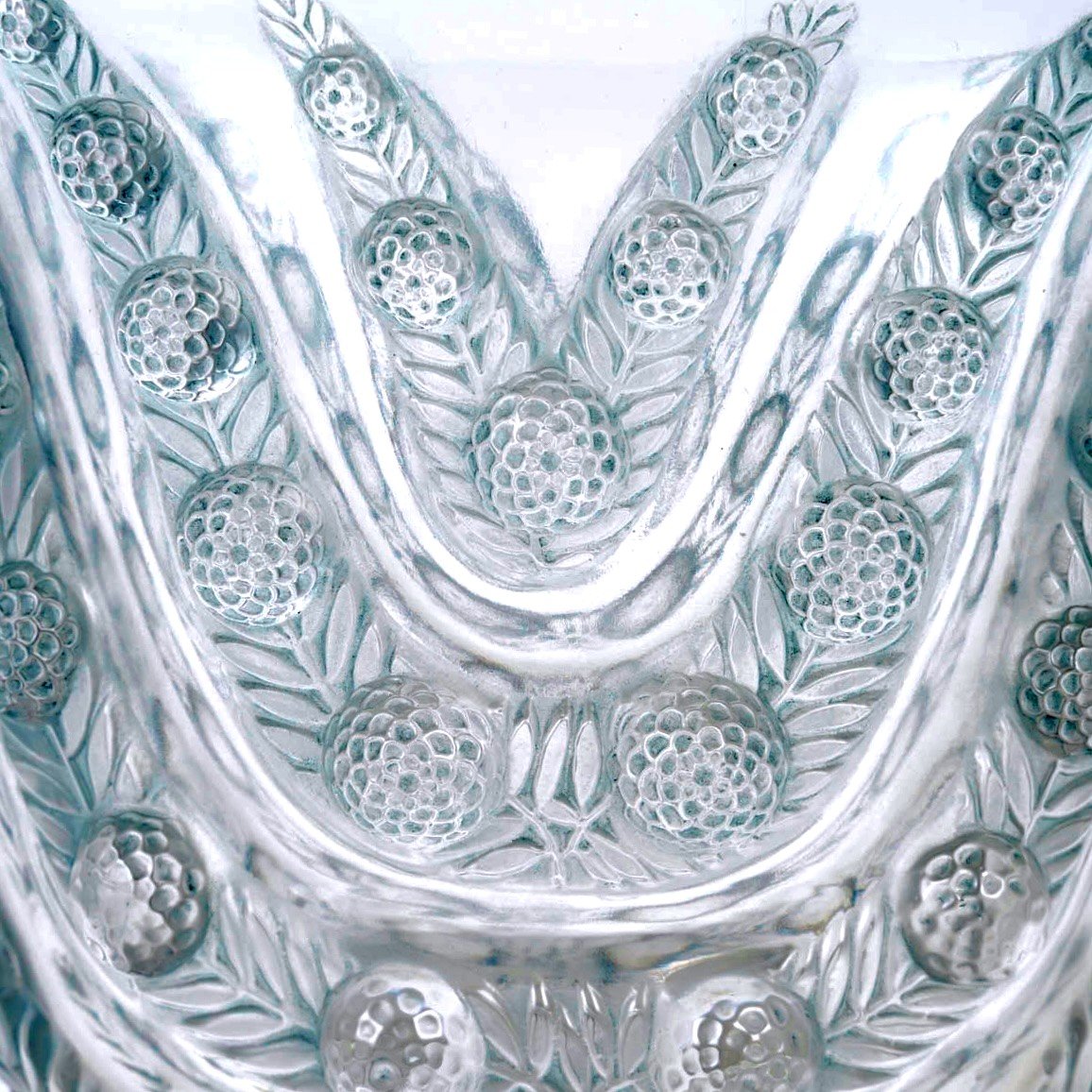 1937 René Lalique - Vase Vichy Glass With Blue Patina-photo-4