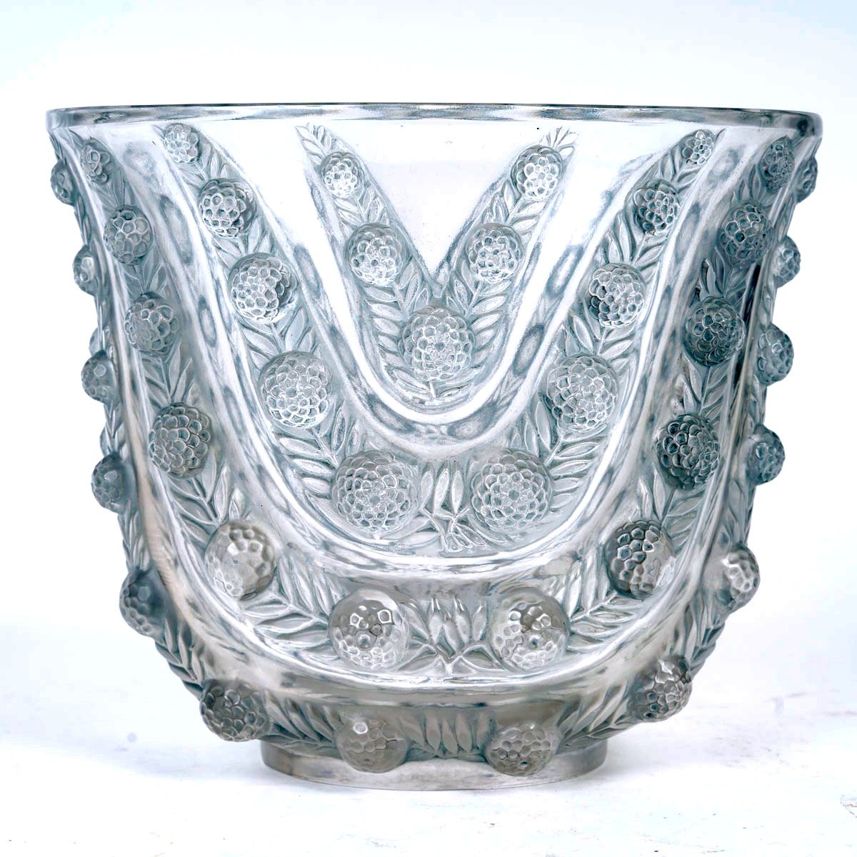 1937 René Lalique - Vase Vichy Glass With Blue Patina