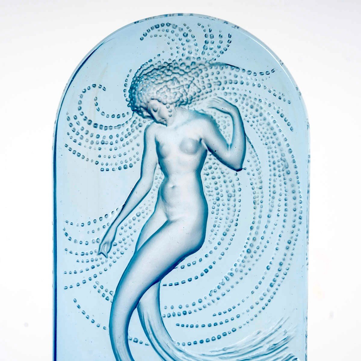 1930 René Lalique - Cendrier Baguier Naïade Verre Bleu -photo-3