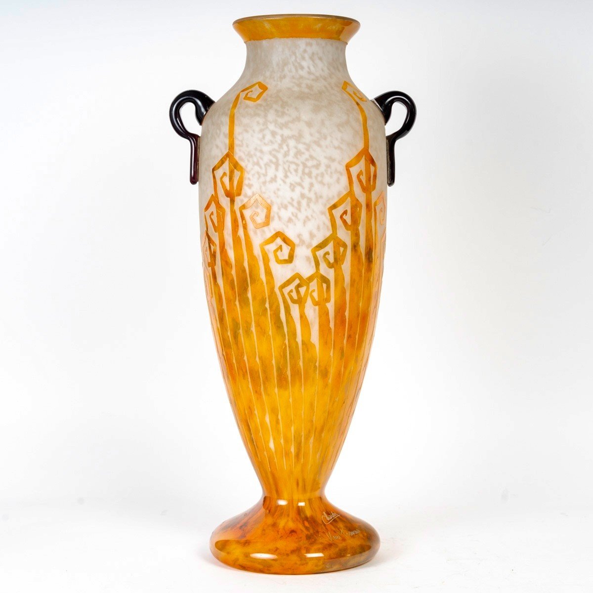 Charder Le Verre Français -  Vase Fougeres Ferns Cameo Glass-photo-3