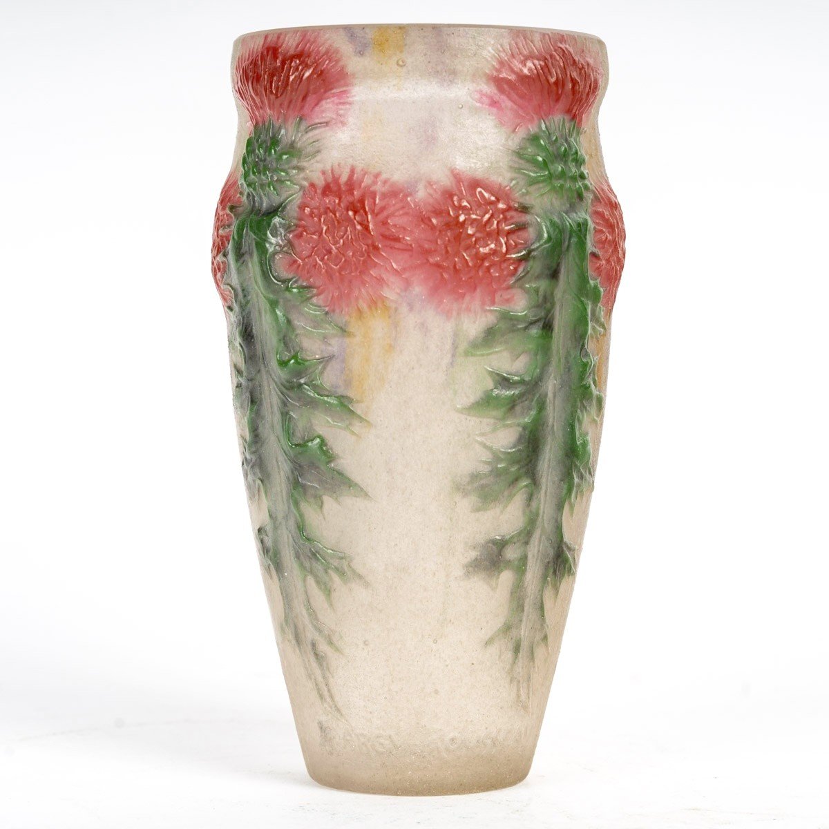 1920 Gabriel Argy Rousseau - Vase Chardons Rouges Pâte De Verre-photo-2