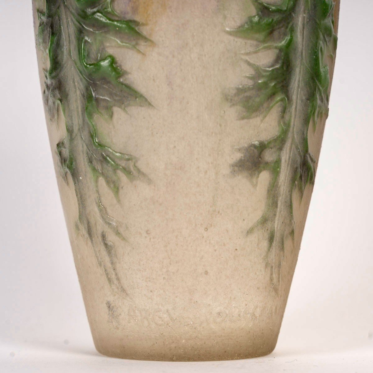 1920 Gabriel Argy Rousseau - Vase Chardons Rouges Pâte De Verre-photo-1